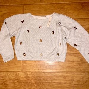 MUSTARD SEED- NWT Crop sweater w/ 3D gold letters!